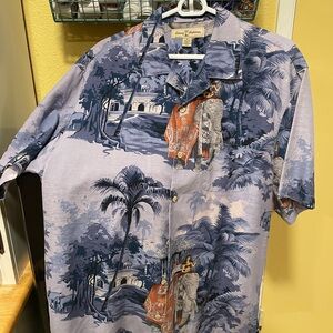 Tommy Bahama Gray and Blue Scenic Print Men's Shirt